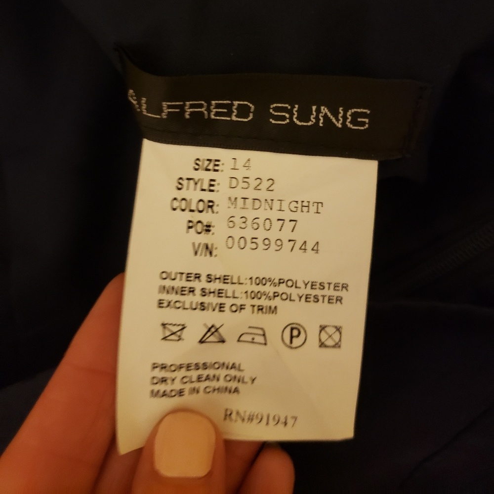 Midnight color dress Alfred Sung bridesmaids